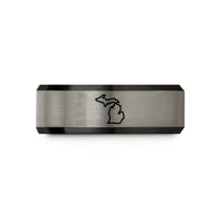unique presents for her – black & silver tungsten michigan wedding band