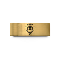 unique presents for pair – gold tungsten lily wedding band
