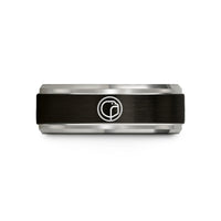 matching rings for lovers – black & blue & silver tungsten opposition wedding band