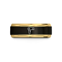 thoughtful presents for her – black & gold tungsten hair dryer wedding band