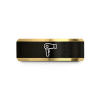 thoughtful presents for her – black & gold tungsten hair dryer wedding band