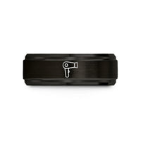 best anniversary presents wife – black & rose gold tungsten hair dryer wedding band