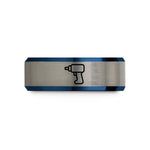 personalized presents for partner – black & blue & grey tungsten impact wrench wedding band