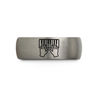 unique bands for couples – black & grey tungsten piano keys wedding band