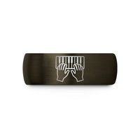 unique bands for couples – gunmetal & black tungsten piano keys wedding band