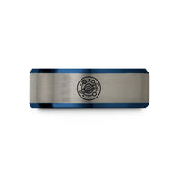 unique presents for couples – blue & silver tungsten planetary alignment wedding band