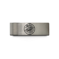 personalized rings for wife – blue & gray tungsten planetary alignment wedding band