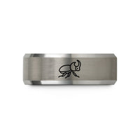 romantic rings for her – black & gray tungsten rhinoceros beetle wedding band