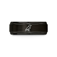 gifts for her rings – black tungsten single raven silhouette wedding band