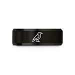 unique rings for women – black tungsten single raven silhouette wedding band