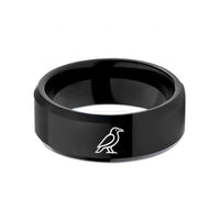 tungsten rings for her – black tungsten single raven silhouette wedding band