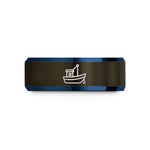 her wedding bands gold – gunmetal & blue tungsten fishing boat wedding band