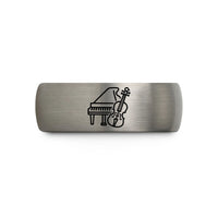 engraved gifts for her – black & grey tungsten piano violin keys wedding band