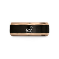 romantic bands for couples – black & rose gold tungsten shepherd lamb wedding band