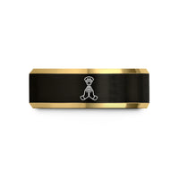 matching rings for pairs – black & gold tungsten prayer halo wedding band