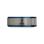 friendship ring for couples – black & blue & grey tungsten claireurs lighthouse wedding band