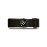 engraved rings for couples – black & silver tungsten output jack plug wedding band