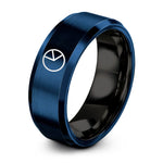 tungsten ring for friends – black & blue tungsten pie chart ring