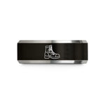 special present for partner – black & gray tungsten combat boots wedding band