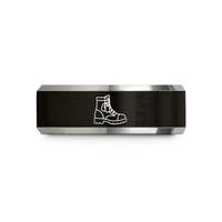special present for partner – black & gray tungsten combat boots wedding band