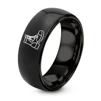Valentine's Gift for Girlfriend – black tungsten combat boots ring