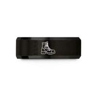 romantic surprise for her – black tungsten combat boots wedding band