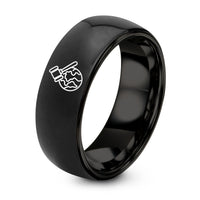 Valentine's Gift for Girlfriend – black tungsten gavel over globe ring