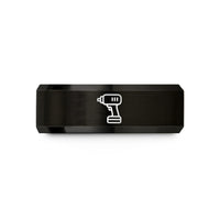 engraved jewelry for her – black tungsten impact driver wedding band