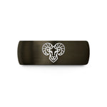 engraved jewelry for her – gunmetal & black tungsten ram wedding band
