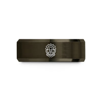 present ideas for partner – gunmetal & rose gold tungsten gear skull wedding band
