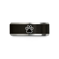 thoughtful present for spouse – black & grey tungsten k9 paw print wedding band
