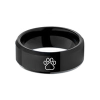 romantic present for wife – black tungsten k9 paw print wedding band