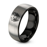 Valentines Gift for Him – black & grey tungsten euphoniums clef ring