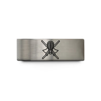 unique anniversary presents – blue & grey tungsten kendo shinai wedding band
