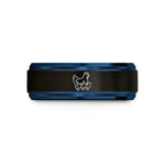 engraved rings for couples – black & blue tungsten mother hen chicks wedding band