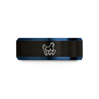 best presents for him – black & blue tungsten mother hen chicks wedding band