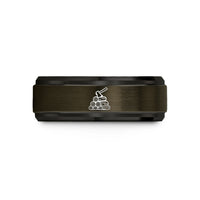 personalized jewelry for her – gunmetal & black tungsten firewood stack axe wedding band