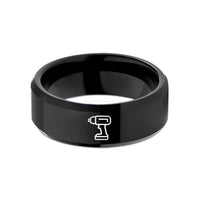 men's tungsten ring band – black tungsten impact driver wedding band