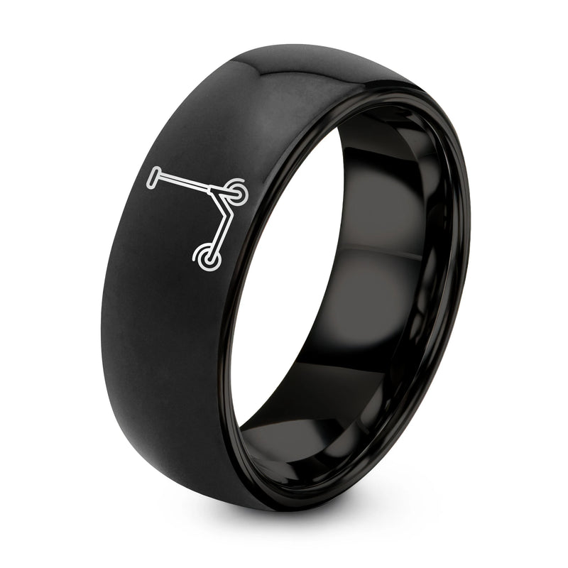 Kick Scooter – Tungsten Wedding Band, 8 mm, Black Comfort-Fit Unisex