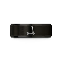 engraved rings for her – black tungsten kick scooter wedding band