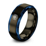 gunmetal & blue tungsten learning stack ring