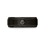 romantic presents for her – black tungsten lion silhouette crown wedding band
