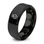 tungsten rings for couples – black tungsten lion silhouette crown ring