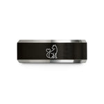 best present ideas women – black & gray tungsten cat heart wedding band