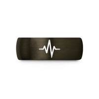 romantic rings for couples – gunmetal & blue tungsten ecg line wedding band