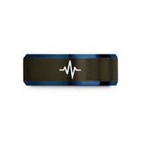best rings for her – gunmetal & blue tungsten ecg line wedding band
