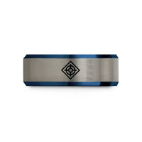 unique jewelry present ideas – black & blue & gray tungsten spawn icon crosshair wedding band