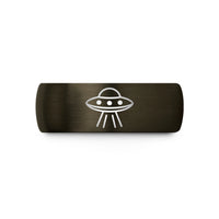 tungsten rings for couples – gunmetal & blue tungsten ufo wedding band