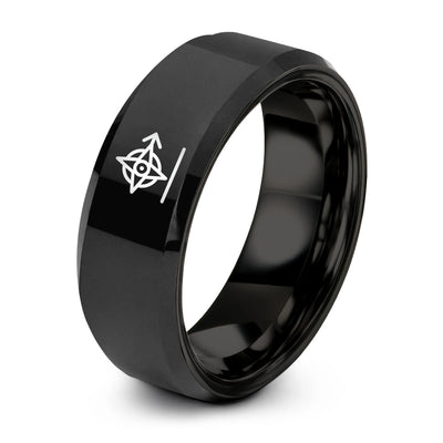 Distance Arrow – Tungsten Wedding Band, 8 mm, Black Comfort-Fit Unisex