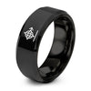 Distance Arrow – Tungsten Wedding Band, 8 mm, Black Comfort-Fit Unisex